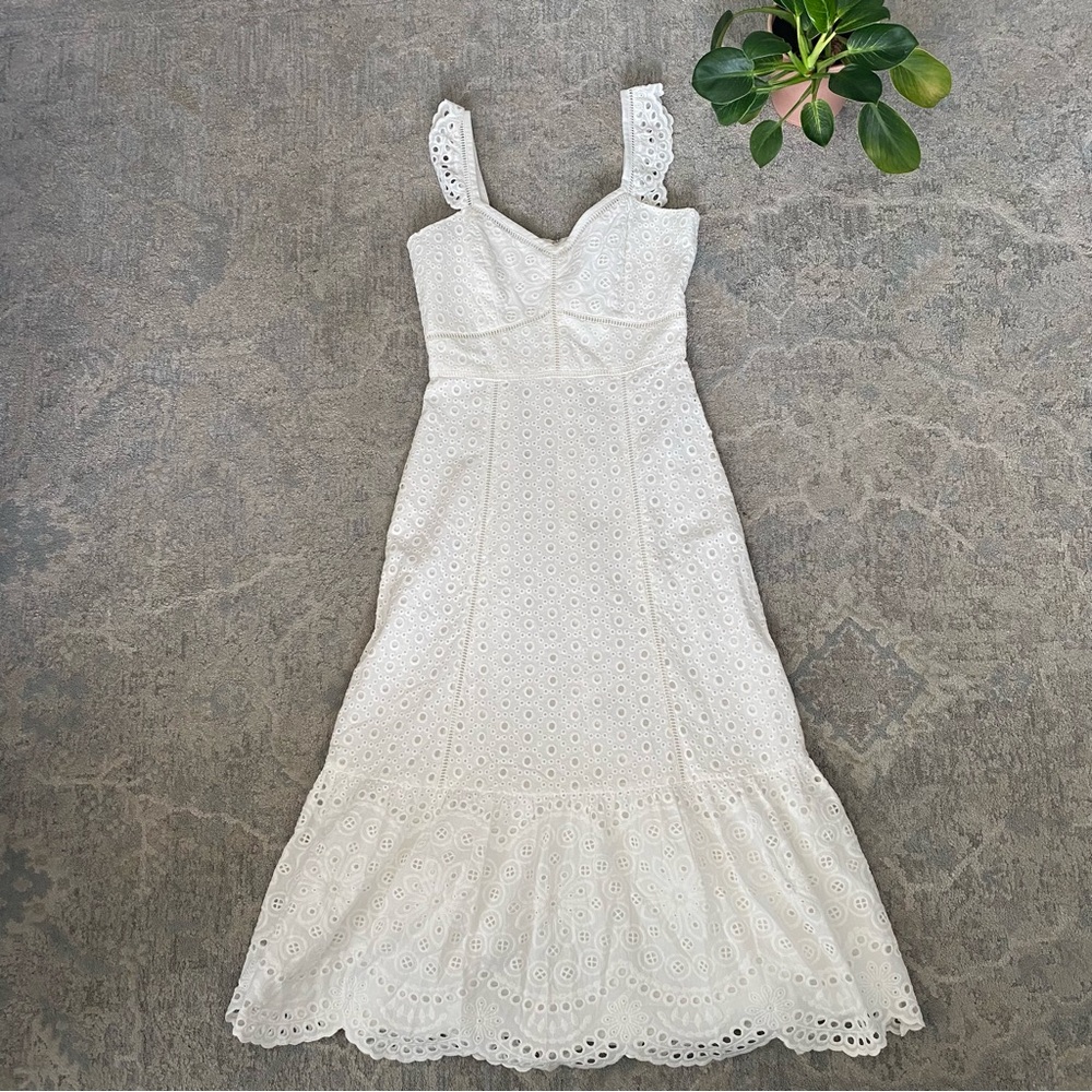 Parker Elegant White Eyelet Dress